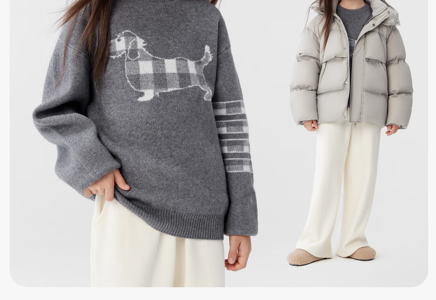 Zoxi Girls Sweater Autumn Winter Sausage Dog 2025 New Big Kids Warm Knitted Top Gray 150 5